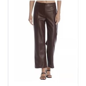 7 For All Mankind Brown Vegan Leather Wide Leg Pants Size S Cropped High Rise